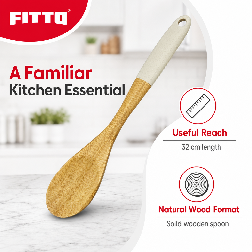 96 Pieces Wooden Cooking Spoon, Solid Wood, 32 cm, Single Piece