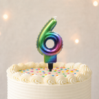 240 Pieces Rainbow Metallic Number 6 Cake Candle, 3 in, 1 Piece