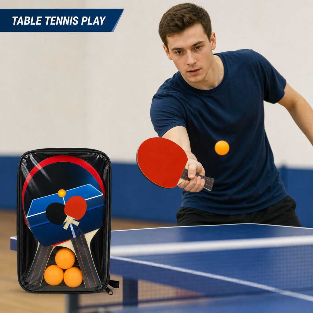 96 Pieces Table Tennis Racket Set with Balls, Compact Recreational Sports Equipments, 30 x 20 x 6 cm