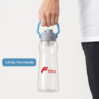 96 Pieces Clear Plastic Water Bottle with Blue Built-In Carry Handle, Sports Hydration Bottle, 32 cm Tall