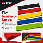 96 Pieces Resistance Bands for Home Workouts, 5 Resistance Levels, 5-Piece Exercise Loop Set