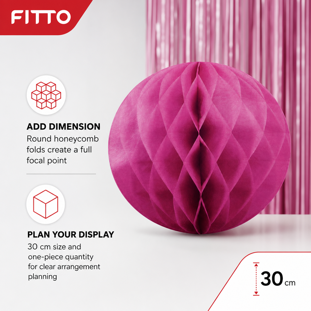 240 Pieces Pink Paper Honeycomb Ball Decoration, 30 cm, 1 Piece