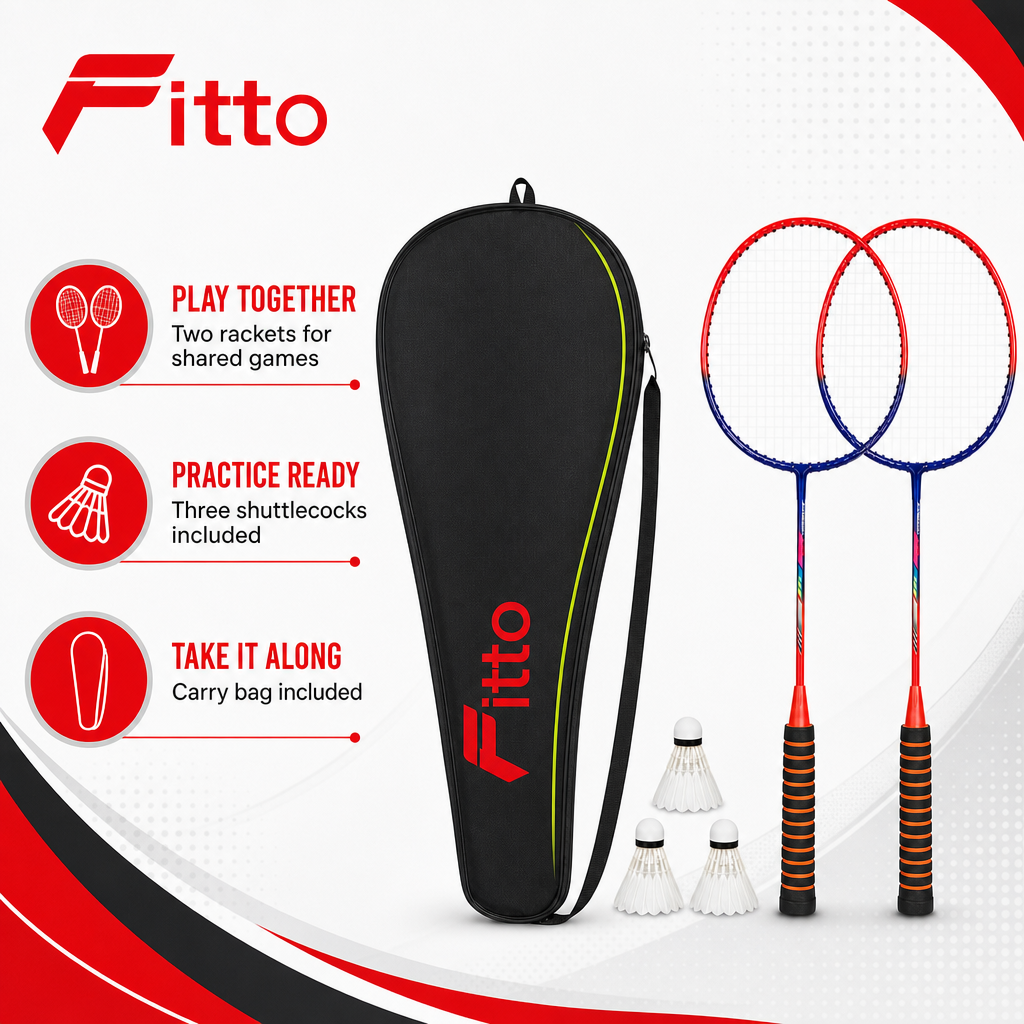 72 Pieces Badminton Racket Set with 2 Rackets, 3 Shuttlecocks and Carry Bag
