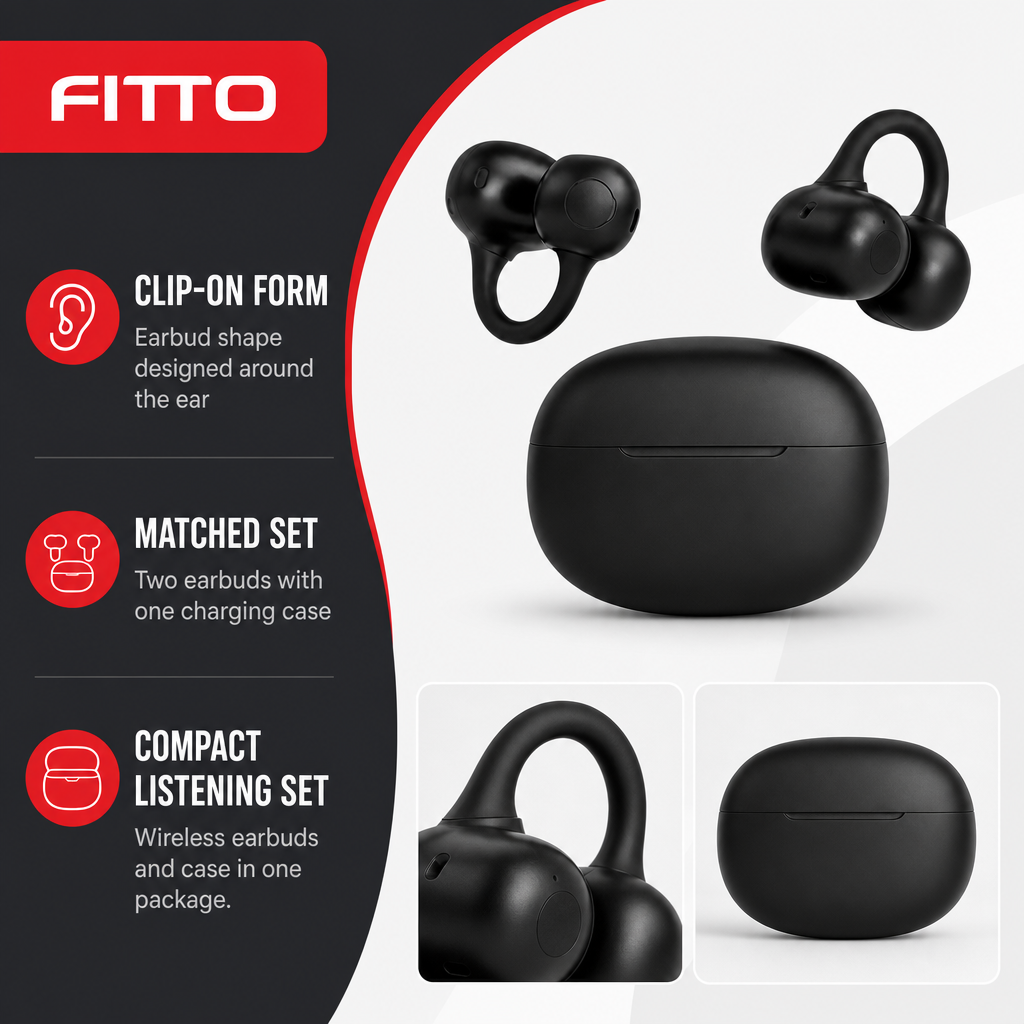 72 Pieces Clip-On Wireless Earbudses with Charging Case and Hi-Fi Audio