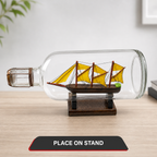 96 Pieces Decorative Ship in Glass Bottle Display Ornament with Wooden Stand, Nautical Table Decor