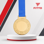 144 Pieces Engraved Sports Medal with Blue Ribbon, Gold, 10 cm Award Recognition
