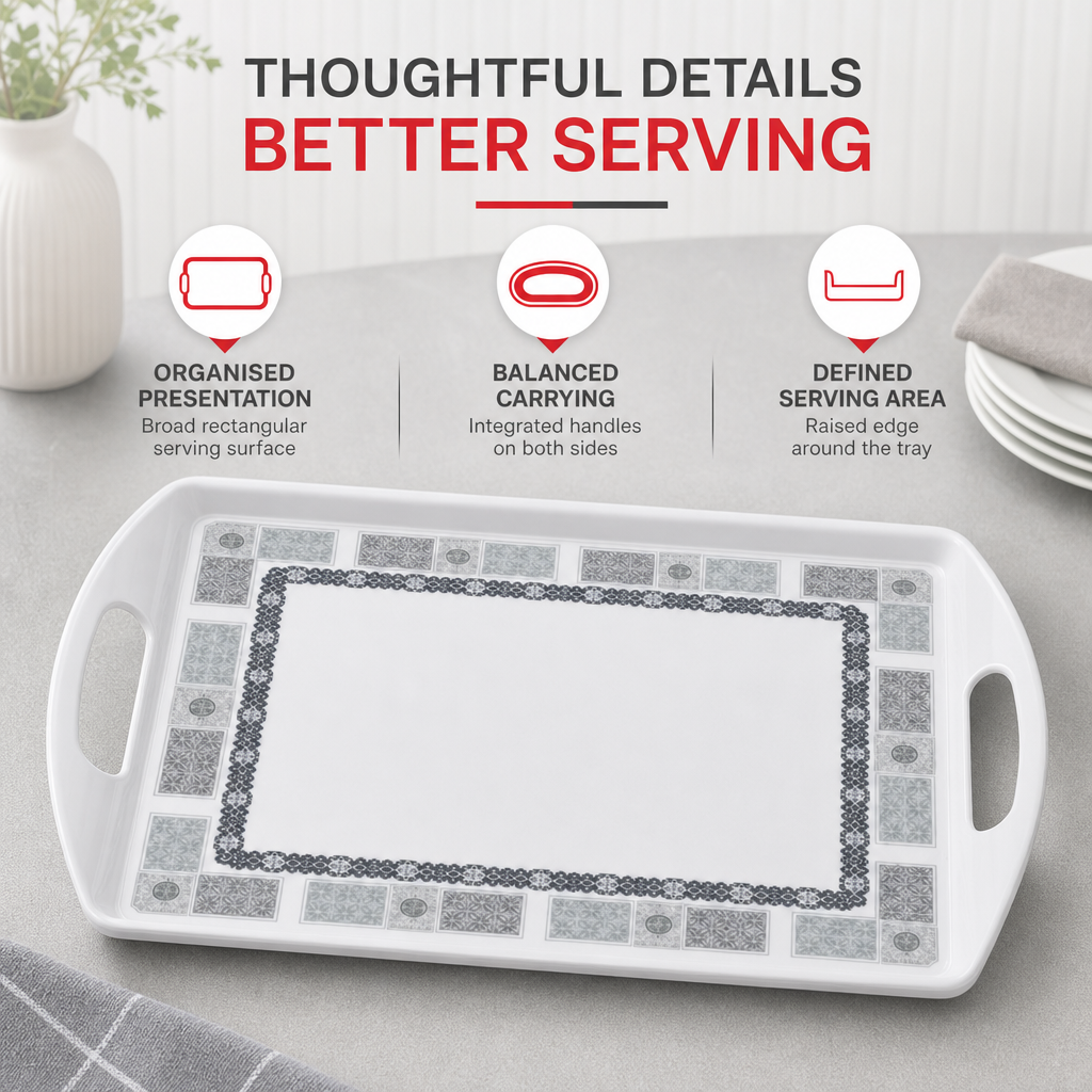 72 Pieces Melamine Rectangular Serving Trays with Double Handles, 22 Inch