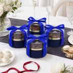 60 Pieces Blue Round Acrylic Presentation Boxes with Ribbon, 12 x 12 x 11.5 cm, 4 Pieces