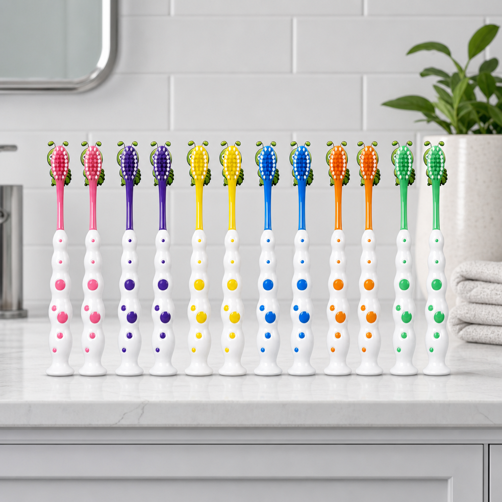 120 Pieces Character Design Toothbrush Set, 12 Pieces, Green Assorted Handles