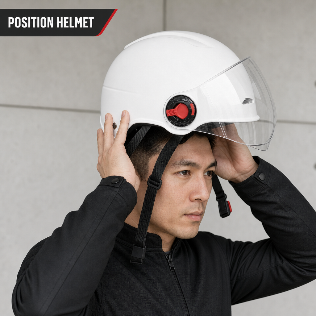 72 Pieces Half-Face Motorcycle Helmets with Clear Visor, White