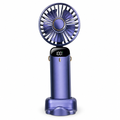 96 Pieces Purple Rechargeable Hand Fan with LED Digital Display and Desk Stand