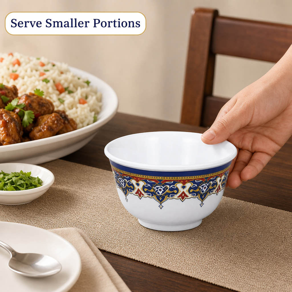 144 Pieces Melamine Rice Bowl, 4 Inch, Decorative Patterned Tablewares for Rice, Snacks and Side Servings