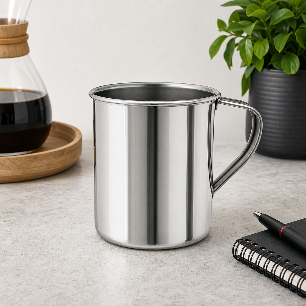 120 Pieces Stainless Steel Mug With Handle, Silver, 1 Piece, 14 x 12 x 10 cm