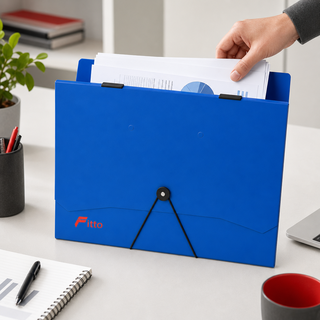 96 Pieces Blue A4 Document Folder with Button and Elastic Cord Closure, 1 Piece