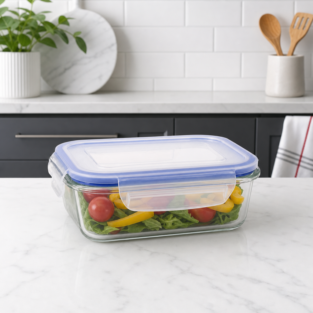 96 Pieces Rectangular Glass Food Storage Container with PP Lid, 1520 ml