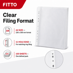 120 Pieces A4 Sheet Protectors, Clear 40 GSM, 11-Hole Filing Pockets, 235 x 305 mm, 100 Sheets