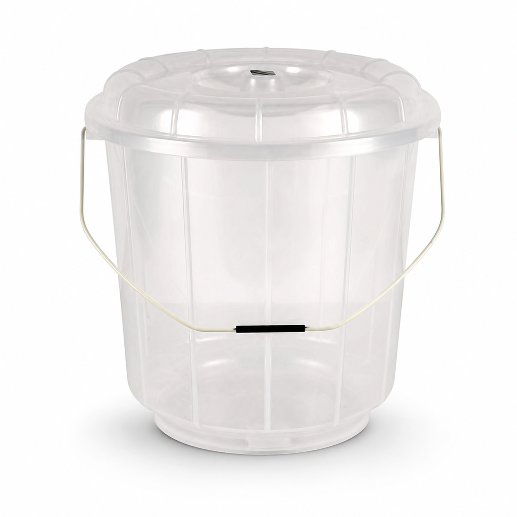 96 Pieces Transparent Plastic Bucket with Lid and Carry Handle, 13 Litre Household Pail