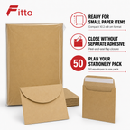 240 Pieces Pocket Peel-and-Seal Envelopes, Brown Kraft Style, 10.2 x 9 cm, 85 gsm, Pack of 50
