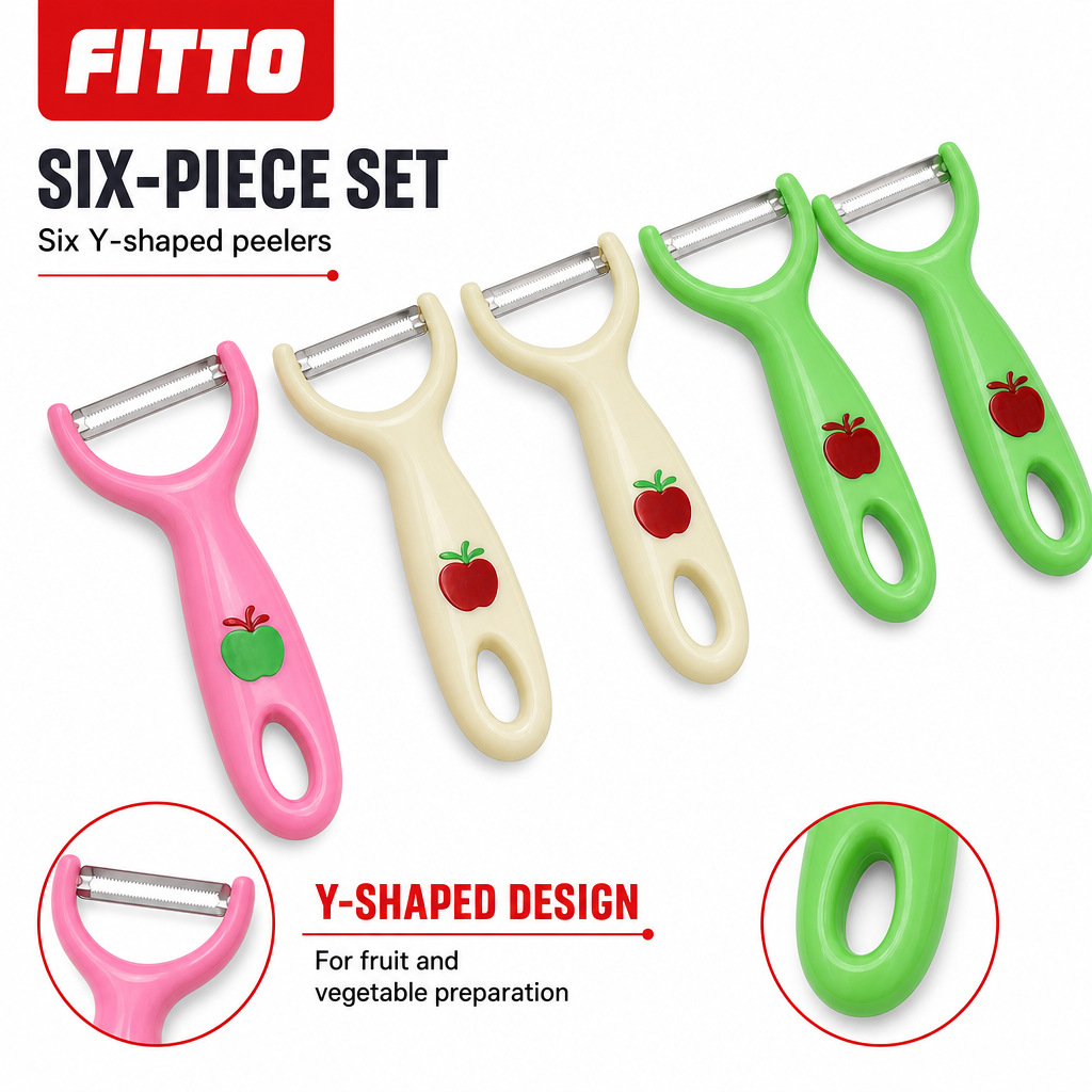 144 Pieces Y-Shaped Fruit and Vegetable Peeler Set, 6 Pieces, Assorted Pink Cream and Green Handles