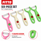 144 Pieces Y-Shaped Fruit and Vegetable Peeler Set, 6 Pieces, Assorted Pink Cream and Green Handles