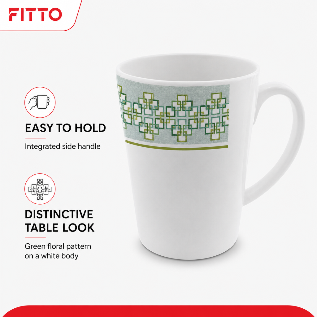 120 Pieces Water Mug with Handle, Green Floral Pattern, White