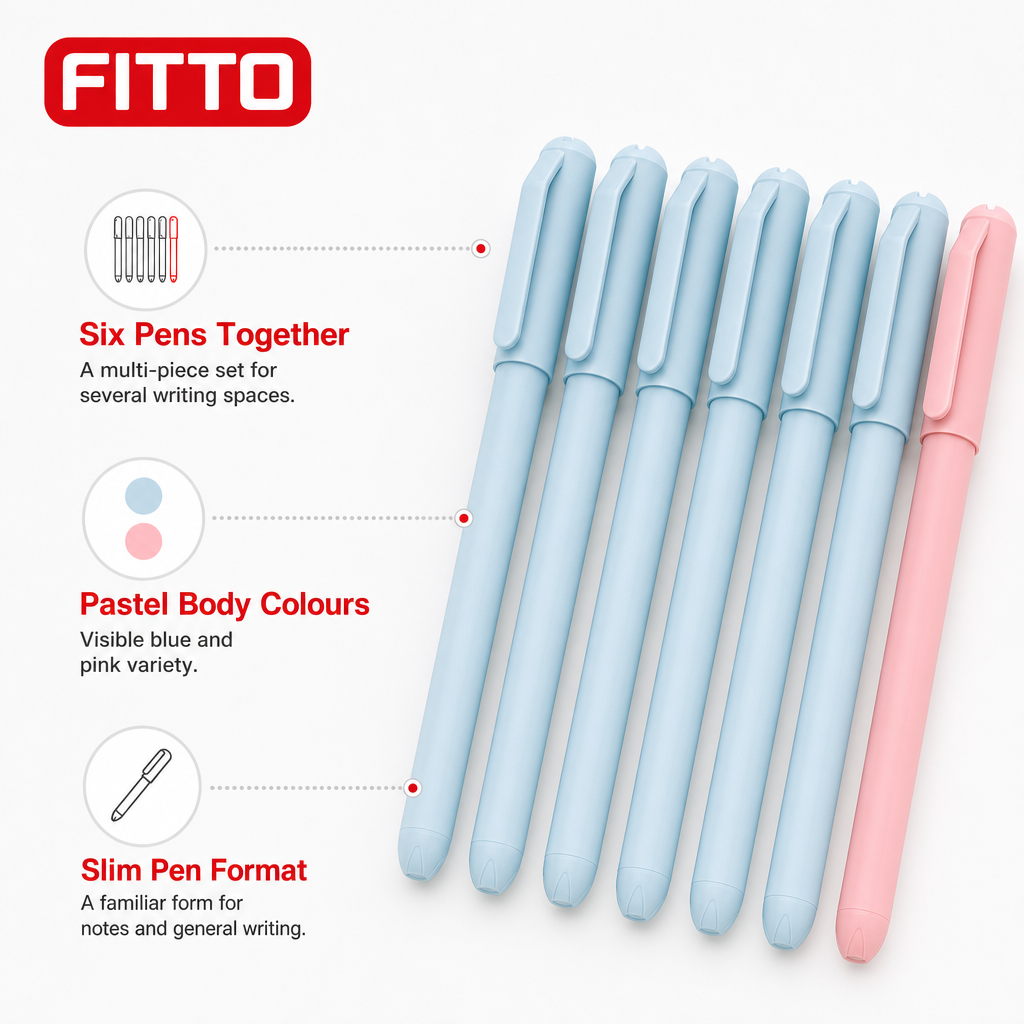 120 Pieces Ball Pens, Pastel Blue and Pink Matt Body Colours, 6 Pack