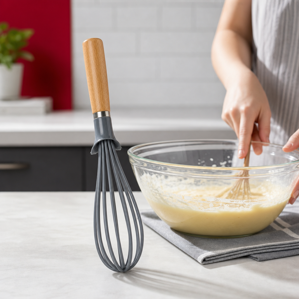 96 Pieces Self-Standing Egg Whisk with Wooden Handle, Manual Kitchen Mixing Tool, 31 cm