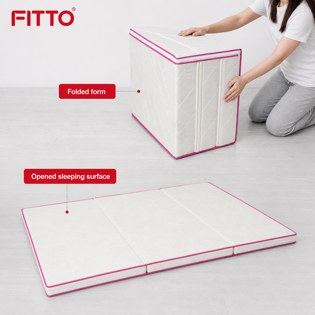 48 Pieces Folding Foam Mattresses, 3-Fold Design, 10 cm Thick, Portable Single Mattress for Home and Guest Use