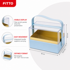 96 Pieces Acrylic Presentation Box, Blue Rectangular Design with Carry Handle, 18 × 13.5 × 12.5 cm, 1 Piece