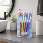 144 Pieces Adult Toothbrush Sets, Assorted Colours with Textured Handles, 5 Pieces