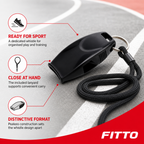 96 Pieces Sports Whistles with Lanyard, Pealess Design, Black, 1 Piece