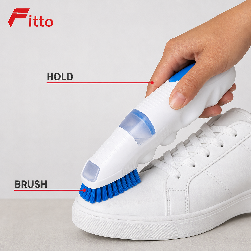 72 Pieces Shoe Cleaning Brushes with Built-In Liquid Dispensers, White and Blue, 6 Pieces