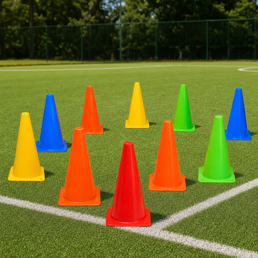 96 Pieces Plastic Training Cones, 32 cm, Multicolor, 10-Piece Pack for Sports Drills