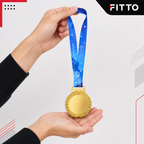 144 Pieces Award Medal with Blue Ribbon, Metallic Finish, Single Medal, 8 x 7 x 2 cm