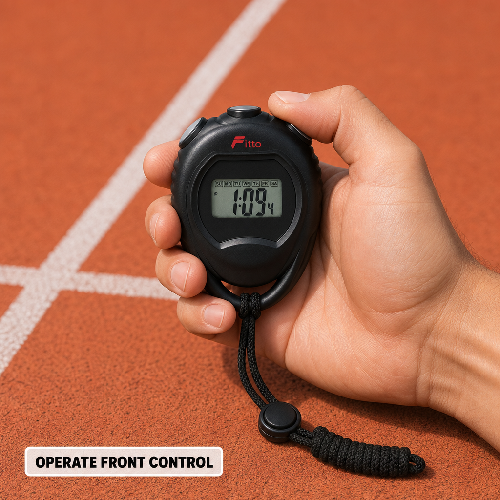 96 Pieces Digital Sports Stopwatches with Lanyard, Black Handheld Lap Timer for Training, Practice and Race Timing