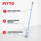 96 Pieces Microfiber Mop with Painted Iron Handle, 120 cm, Blue