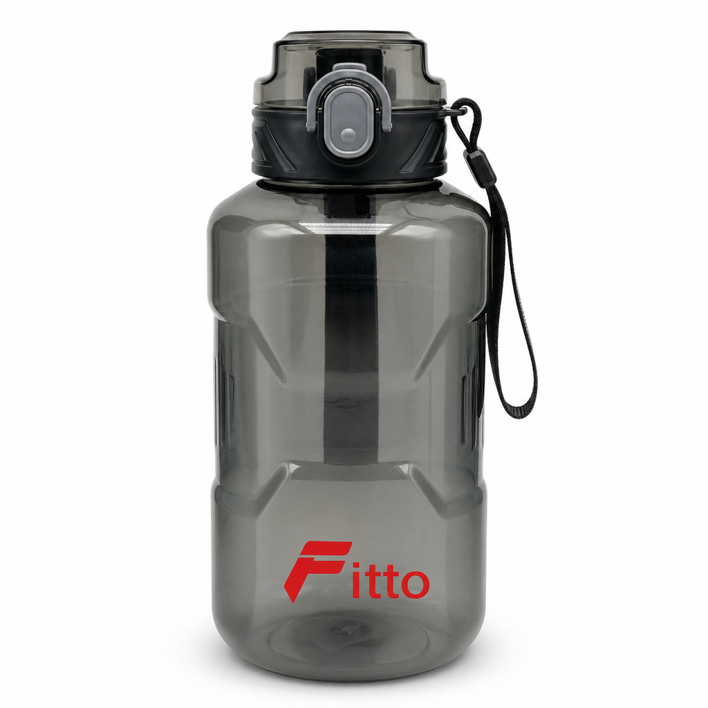 96 Pieces 1400ml Sports Water Bottles with Carry Strap, Smoke Gray