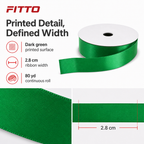 120 Pieces Printed Ribbon Roll, Dark Green, 2.8 cm x 80 yd for Crafts, Decoration and Package Finishing