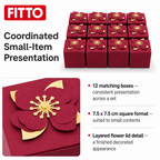 96 Pieces Paper Presentation Boxes with Floral Decoration, Maroon, 7.5 x 7.5 cm, 12 Pieces