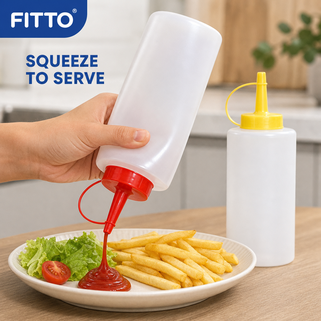 120 Pieces Plastic Squeeze Condiment Bottles, Red and Yellow, 2-Piece Set for Sauces and Dressings