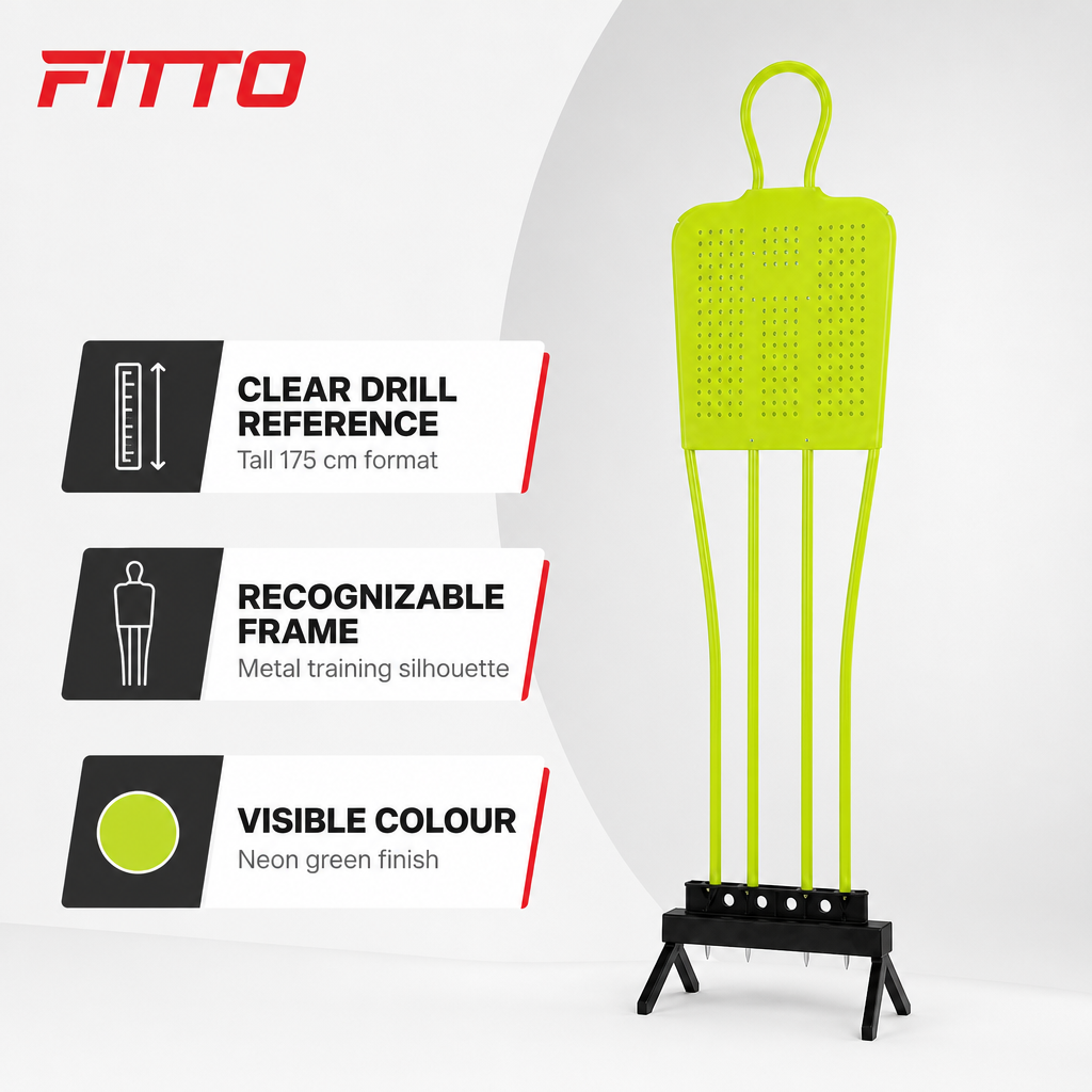 48 Pieces Metal Frame Soccer Training Mannequins, 175 cm, Neon Green, 1 Piece