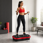 48 Pieces Vibration Exercise Platforms, Small Red Shaking Machine with Plastic Housing, Resistance Bands and Remote, 60 x 36 x 16 cm