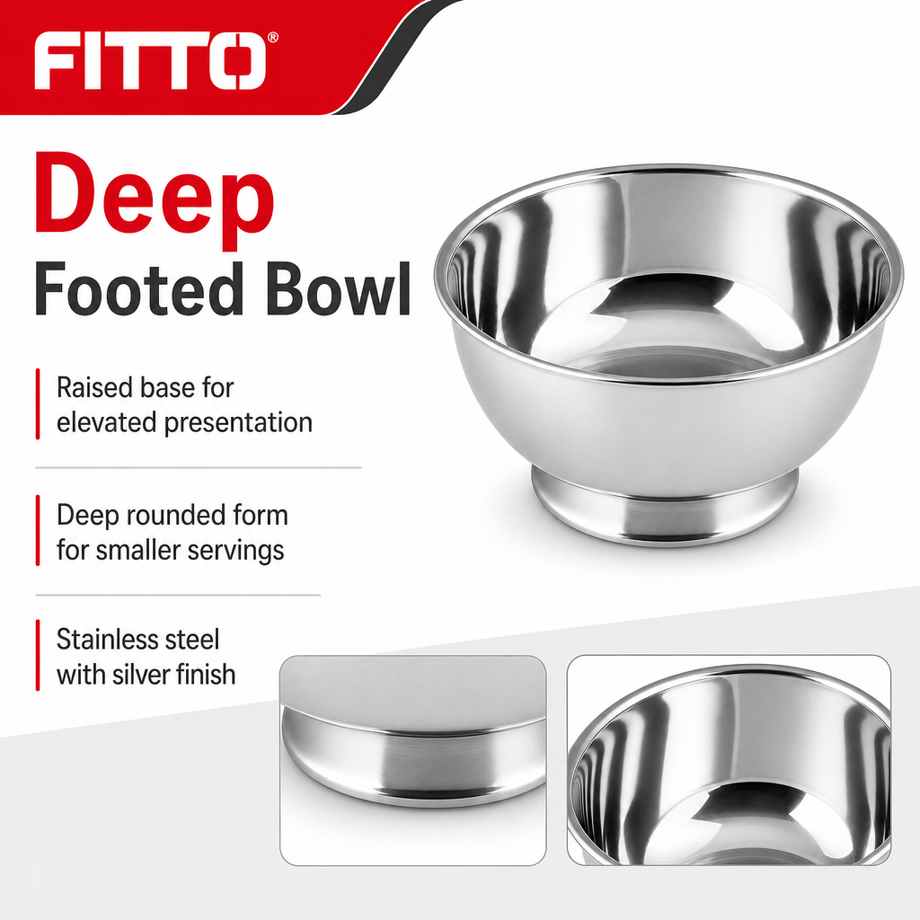 120 Pieces Stainless Steel Deep Footed Bowl, 11 cm, Silver