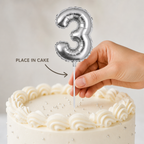 144 Pieces Silver Number 3 Birthday Cake Candle, 9 cm, Single Piece