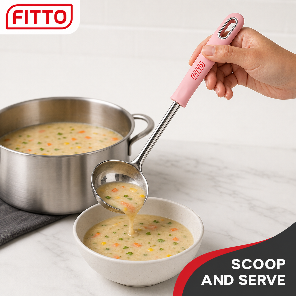 120 Pieces Stainless Steel Soup Ladle with Pink Handle, 31 cm, Deep Bowl for Cooking and Serving