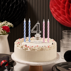 144 Pieces LED Happy Birthday Number 4 Cake Candle Set with Four Candles, 9 cm