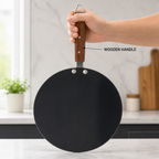 72 Pieces Non-Stick Tawa Pan with Wooden Handle, 14 Inch, Round Black Cookwares