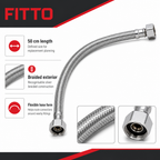 120 Pieces Stainless Steel Braided Flexible Hose Pipe, 50 cm, Silver, 1 Piece