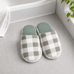 120 Pieces Adult Bath Slippers, Checkered Upper with Green or Pink Footbed, EU Size 38–41, 1 Pair