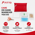 120 Pieces Red Mini Travel First Aid Kit Bag with Basic Supplies, Compact Zipper Pouch, 1 Piece